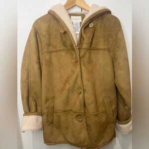 White Stag Brown Teddy Jacket with Hood and Plush Texture / women / size 12/14 L